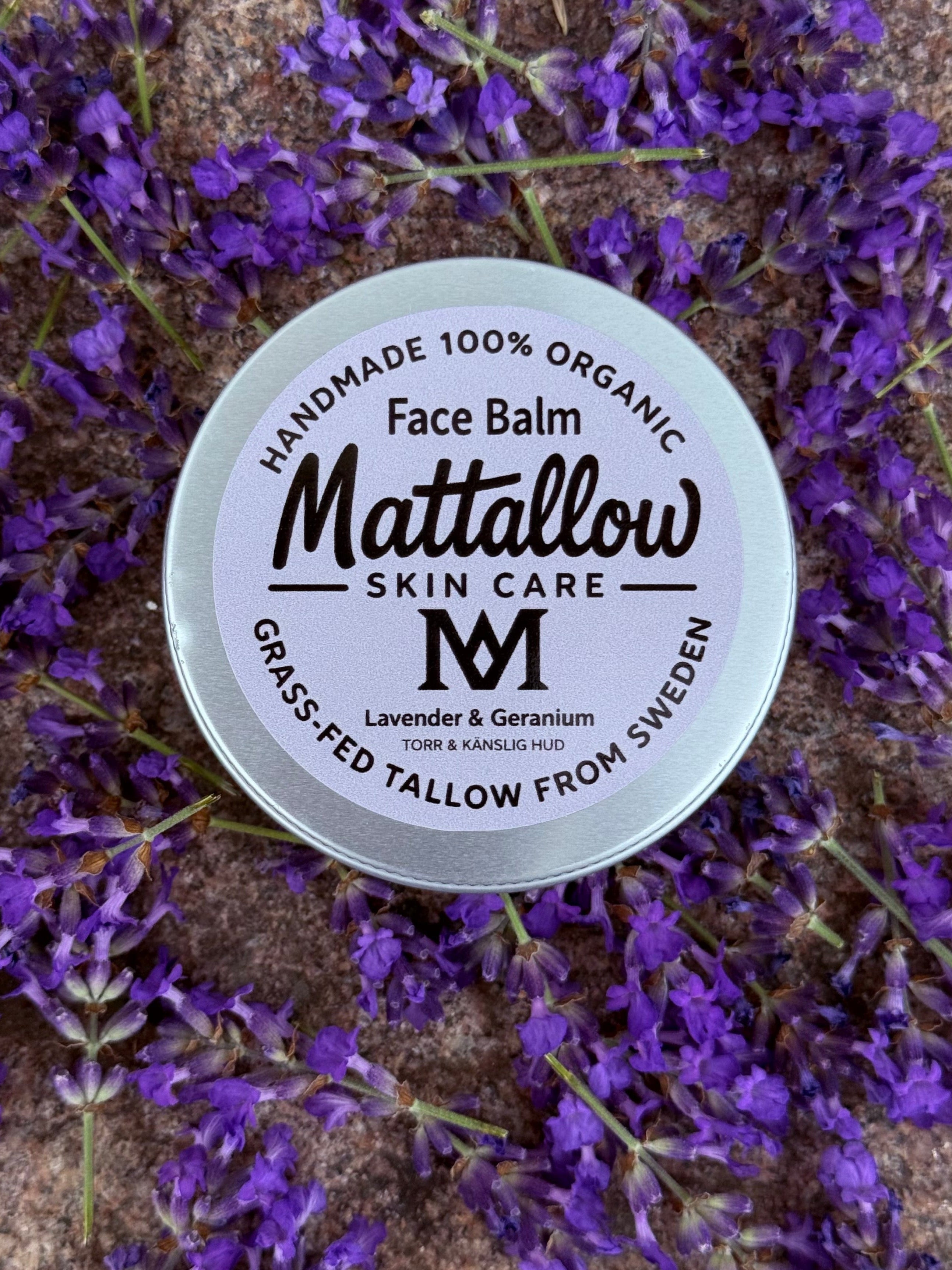 Ekologisk Tallow Ansiktsbalsam Torr & Känslig Hud - Lavendel & Geranium 60ml